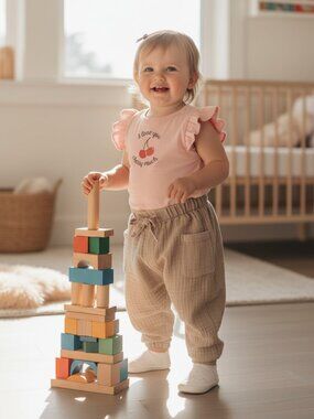 Quiltex Baby Girl 2-Piece Cherry Pant Set 3-6M